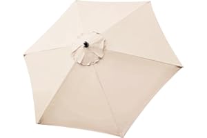 XIAODOU Diámetro 2.7m | 3m | 6 Costillas | 8 Costillas Redondo Toldo De Recambio De Tela De Paraguas, Toldo De Repuesto para Sombrilla De Patio Paraguas De Jardín, Tela De Poliéster Impermeable Protección UV