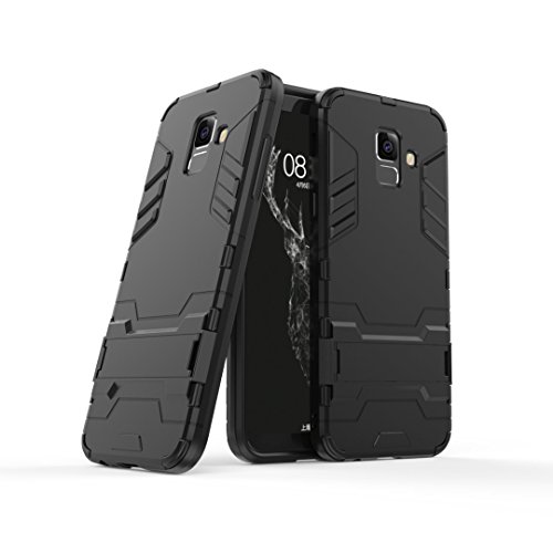 XIFAN Funda para Samsung Galaxy A6 2018, Soporte Plegable Case, Negro