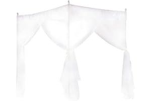 Caredy Moskitonetz, Universal Weiß Luxus Moskitonetz Prinzessin DREI Seitenöffnungen Post Bett Vorhang Baldachin Netting für Bed Home Schlafzimmer Outdoor Camping(150 * 200 * 200)