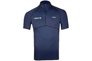 BEUCHAT - Rashguard Atoll Homme - T-Shirt Zippé Anti-UV - Slim Fit - Coupe Anatomique - Élasthanne - Homme, Bleu, XS