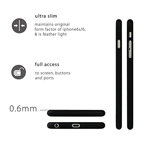 ZENDO iPhone 6s/6 Case ULTRA THIN + 9H Anti-Scratch Tempered Glass | NanoSkin UltraSlim 360Â° Full-Cover Case [iPhone 6s/6 | Black]