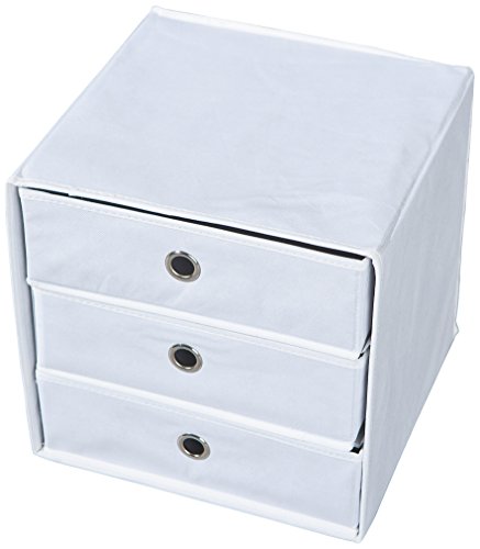 Inter Link Lolly A5 Caja de Almacenamiento con 3 cajones, Polipropileno, Blanco, 32 x 32 x 32 cm, Tela, 32 x 32 x 32H cm