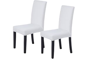 Veakii Coprisedie con schienale 2 pezzi universali, lavabile Estraibile, coprisedile, molto facile da pulire e resistente, moderna sala da pranzo, hotel, arredamento ristorante (2 Pezzi, Bianca)