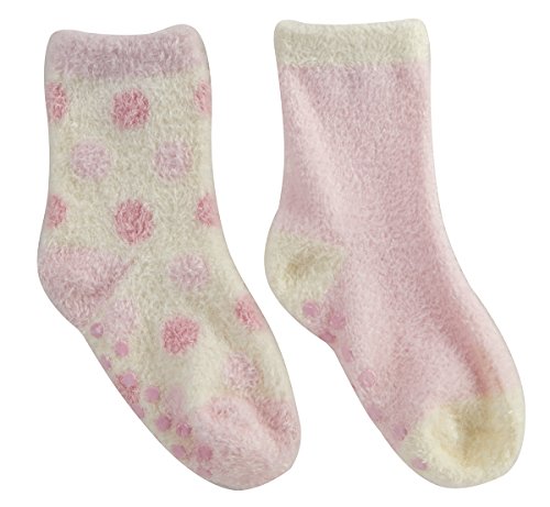 TICK TOCK Baby Girls Cosy Socks 2 Pairs Microfibre Super Soft Warm Gripper Dot