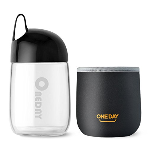 ONEDAY SB90014 300ML Borosilicate Glass Water Bottle with Nylon Sleeve, Portable and Stylish and Hig ONEDAY SB90014 300ML Borosilicate Glass Water Bottle with Nylon Sleeve, Portable and Stylish and Hig