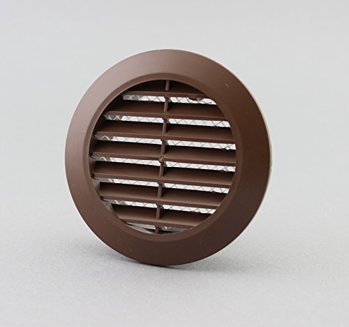 Lüftungsgitter Abschlussgitter rund Ø 90 mm braun mit Insektennetz Gitter ABS Kunststoff witterungsbeständig Insektenschutz - 6
