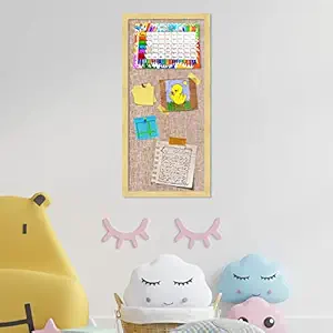 Notice Board Bulletin Board Pin-up Soft Cork Texture Display Board for Home, Office, Kids & School by Artstreet - (Rectangle Shape, Beige Frame, 18.7 X 8.7 Inches)