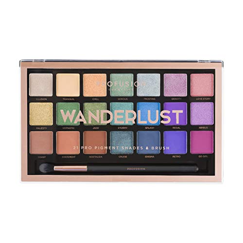 Profusion Cosmetics - Collezione Di Pennelli Per Ombretto 21 Colori e Pennelli, Voglia di Girovagare (Wanderlust)