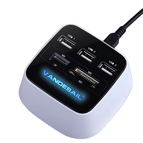 Vandesail® Superspeed 3 Ports USB 2.0 Hub Speicherkarten Kartenlesegerät Mini Port Adapter Für Notebook/ Laptop/ SD/ TF/ MS/ M2 Cards All In One Pro Duo - 8