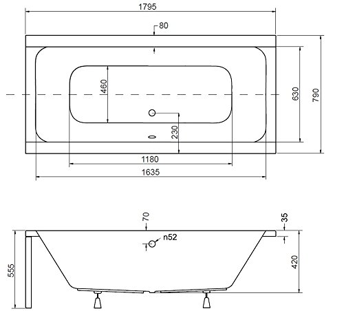 EXCLUSIVE LINE® Rechteck-Badewanne QUADRO 180×80 cm mit TOP Wannenträger SUPER SET! - 9