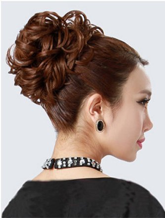 PRETTYSHOP Hairpiece Hair Rubber Scrunchie Scrunchy Updos VOLUMINOUS Curly Messy Bun Light brown # 12A G6E