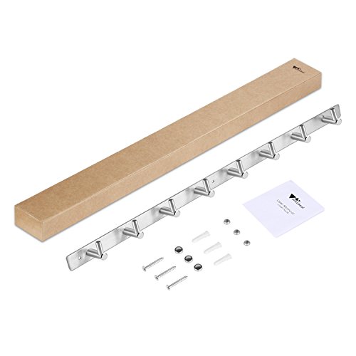 Amzdeal Hakenleiste aus EDELSTAHL mit 8 Kleider haken für die Garderobe Garderobenhaken Wandhaken - 7