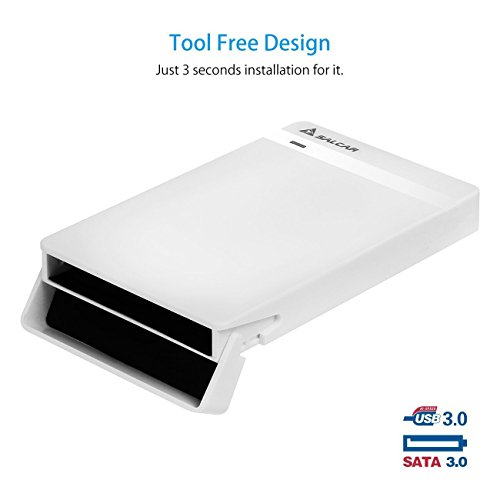 Salcar 2,5 Zoll USB 3.0 HDD SDD Festplattengehäuse, Case, Adapter, Tasche für 9,5 mm 7 mm 2,5″ SATA HDD und SSD mit USB 3.0 Kabel werkzeuglos Unterstützung UASP (Weiß) - 2