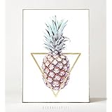 Kunstdruck / Poster PINEAPPLE TRIANGLE -ungerahmt- Ananas, Frucht, Obst, Hipster, Dreieck, geometrisch
