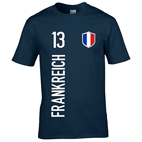 FanShirts4u Kinder Fanshirt Trikot Frankreich France T-Shirt inkl. Druck Wunschname u. Wunschnummer EM WM (7/8 Jahre 122-128 cm, Blau/Frankreich)