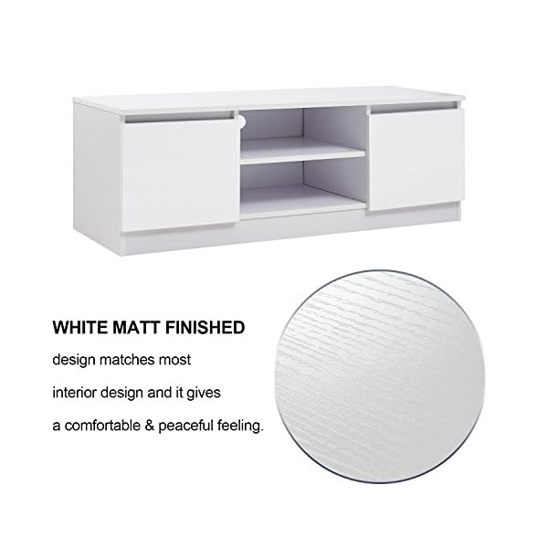 TV Cabinet, HST Mall Modern TV Unit 120cm TV Cabinet Stand White Matt Home Office Furniture - Image 5