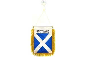 AZ FLAG - Fanion Ecosse Pour Décoration Voiture Avec Ventouse et Franges Dorées - Mini Drapeau Écossais - 13x10 cm