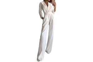 Minetom Donne Elegante Scollo V Manica Lunga Jumpsuit Playsuit Pantaloni Gamba Larga Festa Tuta Pagliaccetti Monopezzi
