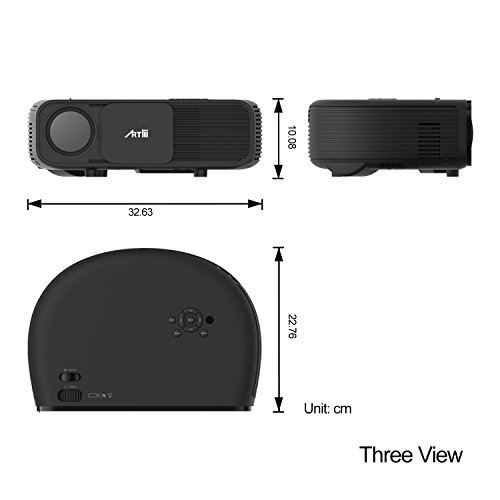 Videoproiettore, Artlii Led Lcd HD Portatile proiettore 3200 Lumen Supporto 1080p Home Cinema Ufficio Riunioni Educazione Presentazione per il iPhone Smartphone Tablet PC Computer Proiettore