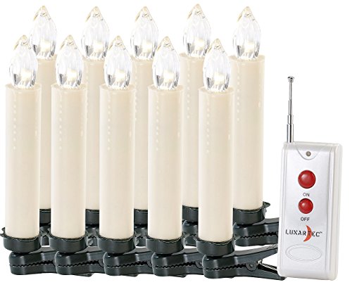 Preisvergleich Produktbild Lunartec Kabellose LED Kerzen: LED-Weihnachtsbaumkerzen mit Funk-Fernbedienung, 10er-Set (Christbaumbeleuchtung kabellos)