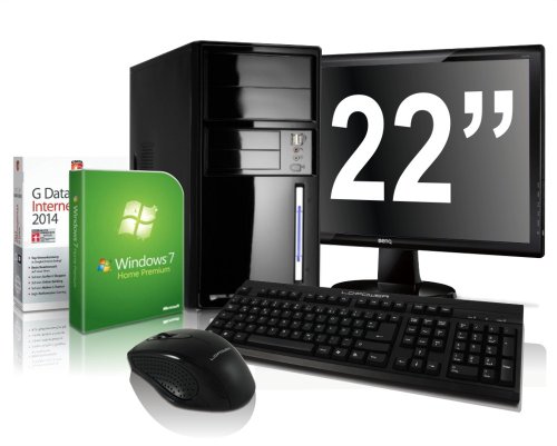 #4004 Silent Office / Multimedia PC Set mit Windows7 Home Premium 64 | Quad-Core! AMD FX-Series FX-4100 Turbo 4x3.7 GHz | 8GB RAM DDR3 PC1333 | 1000 GB HDD | ASUS M5A78L-M LE USB3 | AMD Radeon HD3000 1024 MB mit DVI/HDMI | W-LAN | 22x DVD-R/RW Brenner | CardReader | 7.1 Sound | GigabitLAN | 22" Full-HD LED HannsG TFT | USB Tastatur + Maus