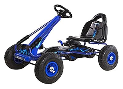 Ricco PB9588A Kart à pédale sur roues en caoutchouc pour enfant Bleu