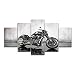 Produktbild La Vie 5 Teilig Wandbild Dekoration Ölbild Schwarzes Motorrad Leinwanddrucke Bilder Moderne Kunstdruck für Zuhause Wohnzimmer Schlafzimmer Küche Hotel Büro Geschenk