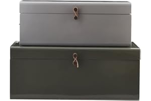 House Doctor 5707644459014 Truhen-Set, Baumwolle, Grau/Armee, 52 x 20 cm