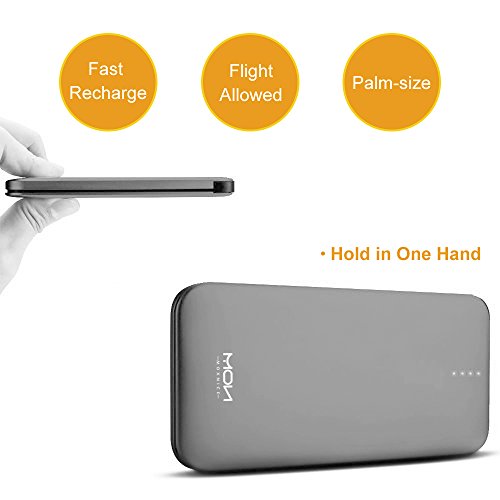 Moxnice Batterie Externe 10000mAh Power Bank Petit Chargeur Portable Rapide et Portable de Batterie avec Micro USB C  ble Int  gr   pour iPhone Android Samsung Galaxie Huawei iPad Tablette  gris 