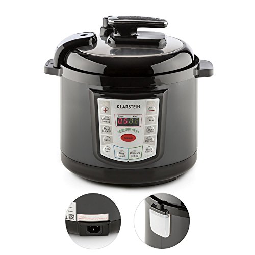Klarstein Fast Flavour Schnellkochtopf Multifunktions Dampfdruckkochtopf (5 Liter, 8 Programme, 2 Funktionen, 900 Watt, Warmhaltefunktion, inkl. Messbecher und Reislöffel) schwarz - 2