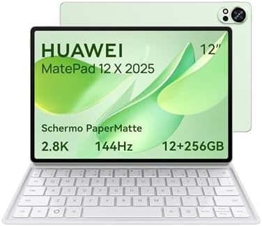 HUAWEI MatePad 12 X 2025 Tablet, Display Ultra Nitido PaperMatte Antiriflesso da 12 pollici 2.8K 144Hz 1000 nits, 12+256GB, Batteria da 10100 mAh, Ricarica Superrapida 66W, WiFi 7, con Tastiera