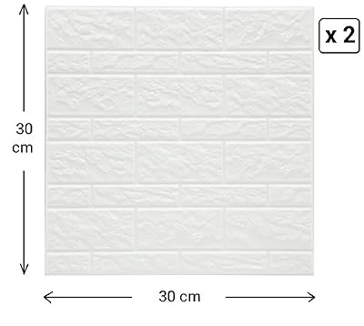 STICK'LOOK Lot de 2 Stickers muraux autocollants - Motif PIERRE - Coloris BLANC