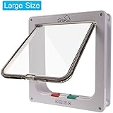 Lifepul Katzentür Groß (25cm X 23cm) 4 Wege Magnet-Verschluss Katzenklappe Installieren Leicht mit Teleskoprahmen,weiß