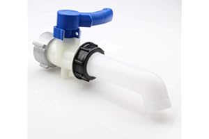 BUOSHA SWT Robinet Rabattable IBC 62 mm pour Cuve avec écrou de jonction en Aluminium et Bec de Sortie