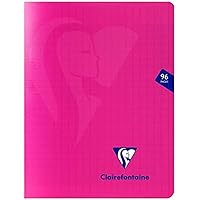 Clairefontaine 313741C Un Cahier Agrafé Mimesys Rose - 17x22 cm 96 Pages Grands Carreaux Papier Blanc 90 g - Couverture Polyp