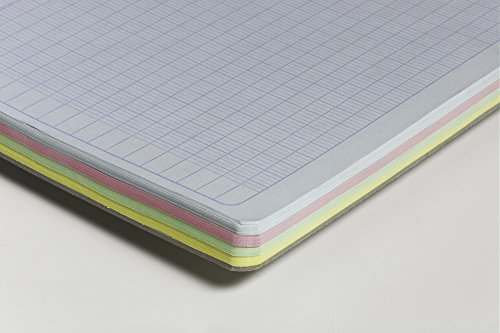 Clairefontaine Collegeblock (mikroperforiert mit Ringbuchlochung farbige Blätter, DIN A4+, 22,5 x 29,7 cm, 120 Blatt, 90g, kariert mit Rahmen) farbig sortiert,5 Stücke - 8