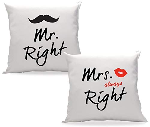TRVPPY Partner Pärchen Kissen mit Füllung Modell MR. Right & MRS. Always Right 40x40cm Zierkissen Dekokissen