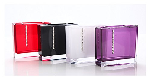 Yiyida Edle mit Strass besetzte WC Bad Set Badset Garnitur SZ 7-teilig Seifenspender Zahnbürstenhalter Zahnputzbecher WC Bürste Gewebekasten Seifenschale aus Acryl ,Weiß - 3