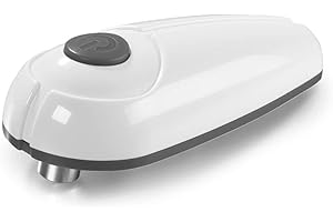 GOURMETmaxx Elektryczny otwieracz do puszek Touch and Go | otwieracz do konserw do automatycznego otwierania puszek bez ryzyka skaleczenia | z przełącznikiem One Touch [biały/szary]