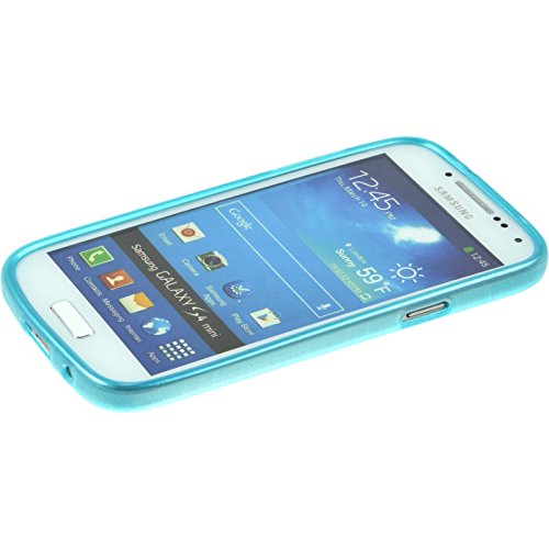 Funda de silicona para Samsung Galaxy S4 Mini - brushed azul - Cover PhoneNatic Cubierta   protector de pantalla
