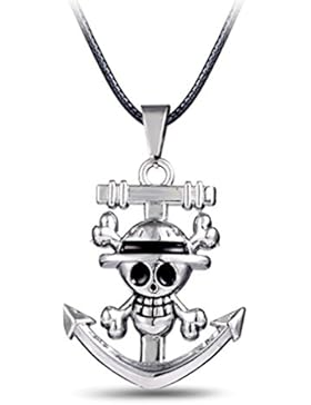 Papapanda Kette für One Piece Anker mit Jolly Roger Anhänger der Strohhut Piratenbande