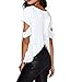 TopTie Women's Short Sleeve Chiffon Top Cross Open Back Loose Blouse - White,L