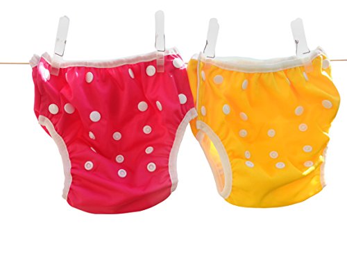 Three Little Imps Set of 2 Baby Swim Nappies-0-1 year old-Purple, Yellow or Pink