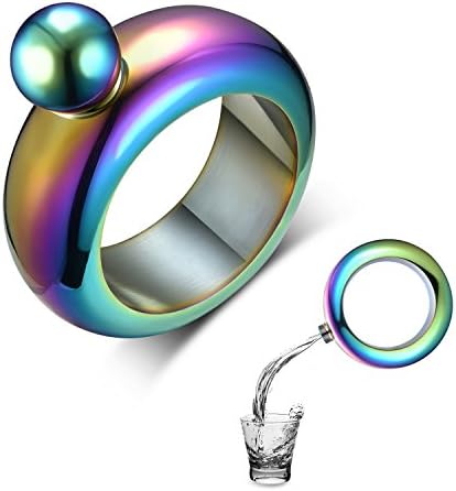 Amzwt Wisky Booze Bangle Bracelet Flask Stainless Steel Sneak Alcohol Fake Flasket(3.5oz Rainbowl Color)