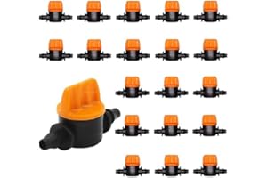 Grow Insane 20 x 4/7mm Barbed In-line Valves - Micro Irrigation Plastic Pipe Tap Shut Off Irrigation