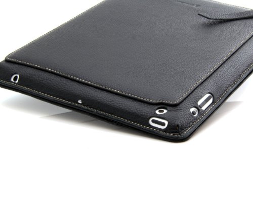StilGut Couverture Case Tasche aus feinstem Leder für Apple iPad 2 unterstützt Smart-Cover Funktion in schwarz – Version 2 - 6