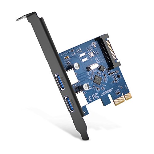 UGREEN Tarjeta PCI Express 2 Puertos USB 3 0 con UASP  Alimentaci  n por SATA 15 Pines y Perfil Doble