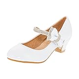  Jili Festliche Mädchen Pumps Leder Innensohle Lackoptik in Vielen Farben M328ws Weiß 29