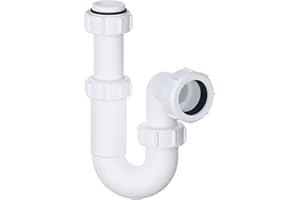 PlumbEZ Adjustable Swivel P Trap with Anti-Slip Ring, Telescopic Sink Trap, 32mm (1.1/4") Multi-fit Sink Waste Kit, BS EN2574-1 Compliant Waste Pipe U Bend