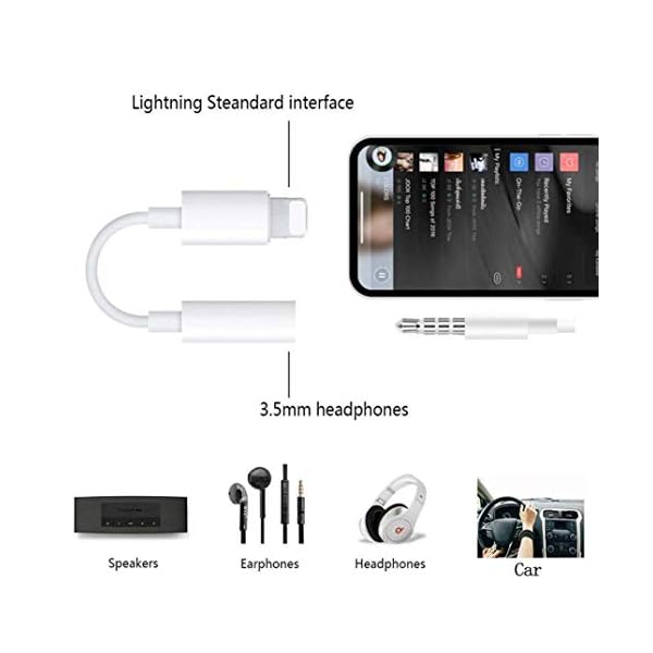 (2er Pack) Kopfhörer auf 3,5 mm Klinkenadapter Aux-Kabel, Kopfhörer-Adapter Kompatibel mit iPhone XS/XS Max/XR/X / 7/7 Plus / 8/8 Plus-Aux-Audio-Dongle für alle iOS – Bild 3